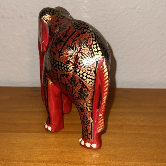 Vintage Indian Folk Art Hand Made Paper Mache Hand Painted Elephant India 5” - Picture 2 of 7